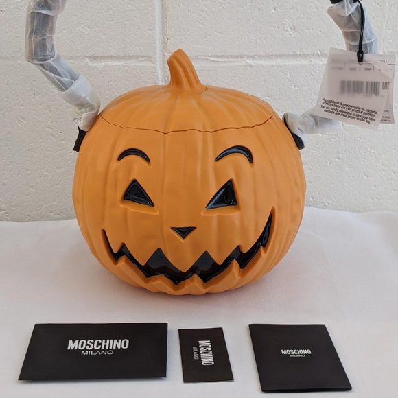 🎃 SS20 MOSCHINO COUTURE PUMPKIN TOP HANDLE ORANGE BAG HALLOWEEN TRICK / CHIC 🎃 - Picture 5 of 16